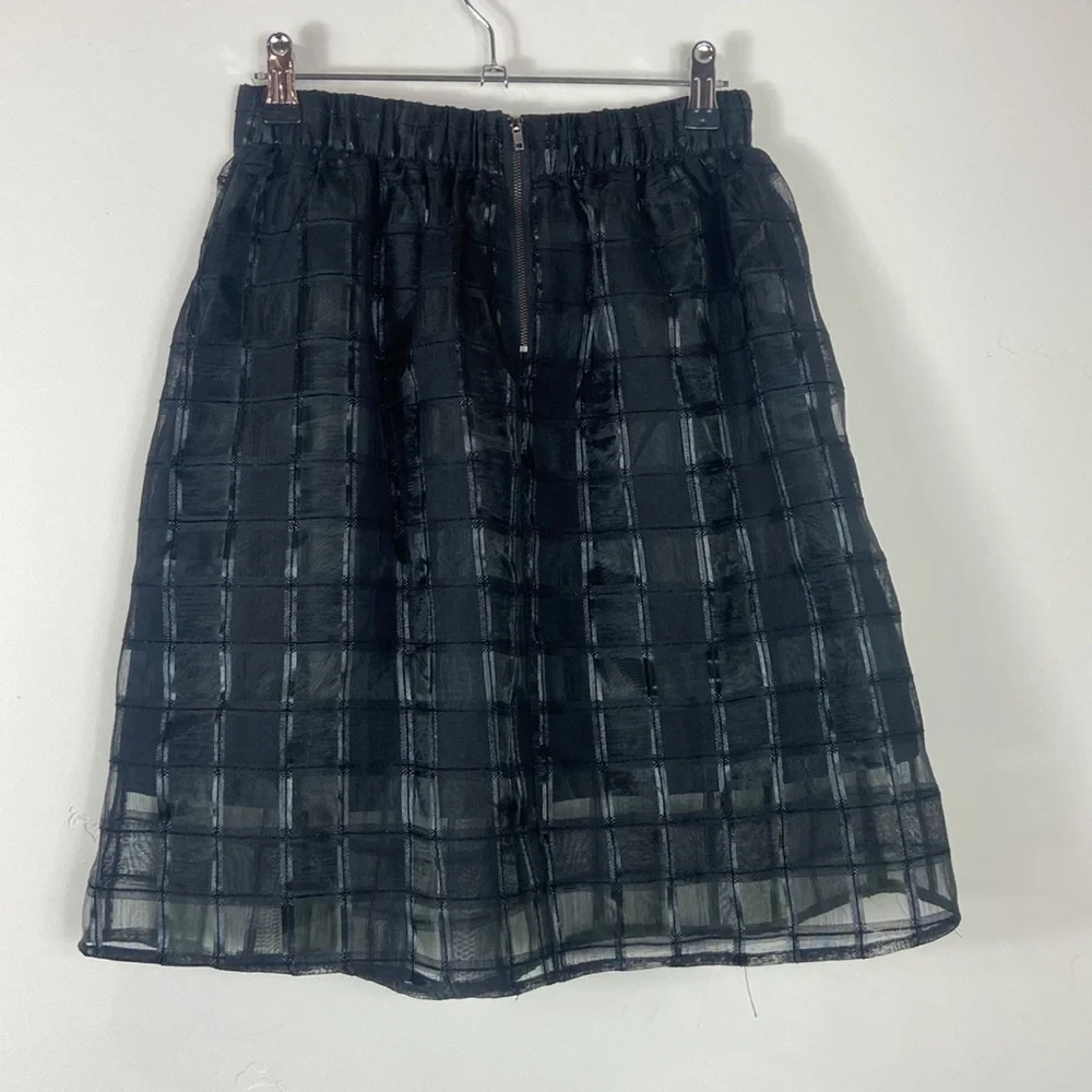 Face N Face Black Shear Plaid Festive MIDI Skirt Large